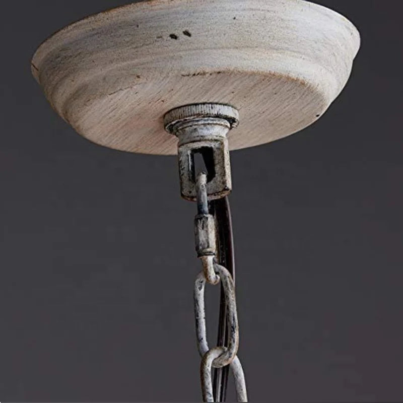 Rustic Farmhouse Wood Metal Chandelier Fixture Antique Pendant Lamp