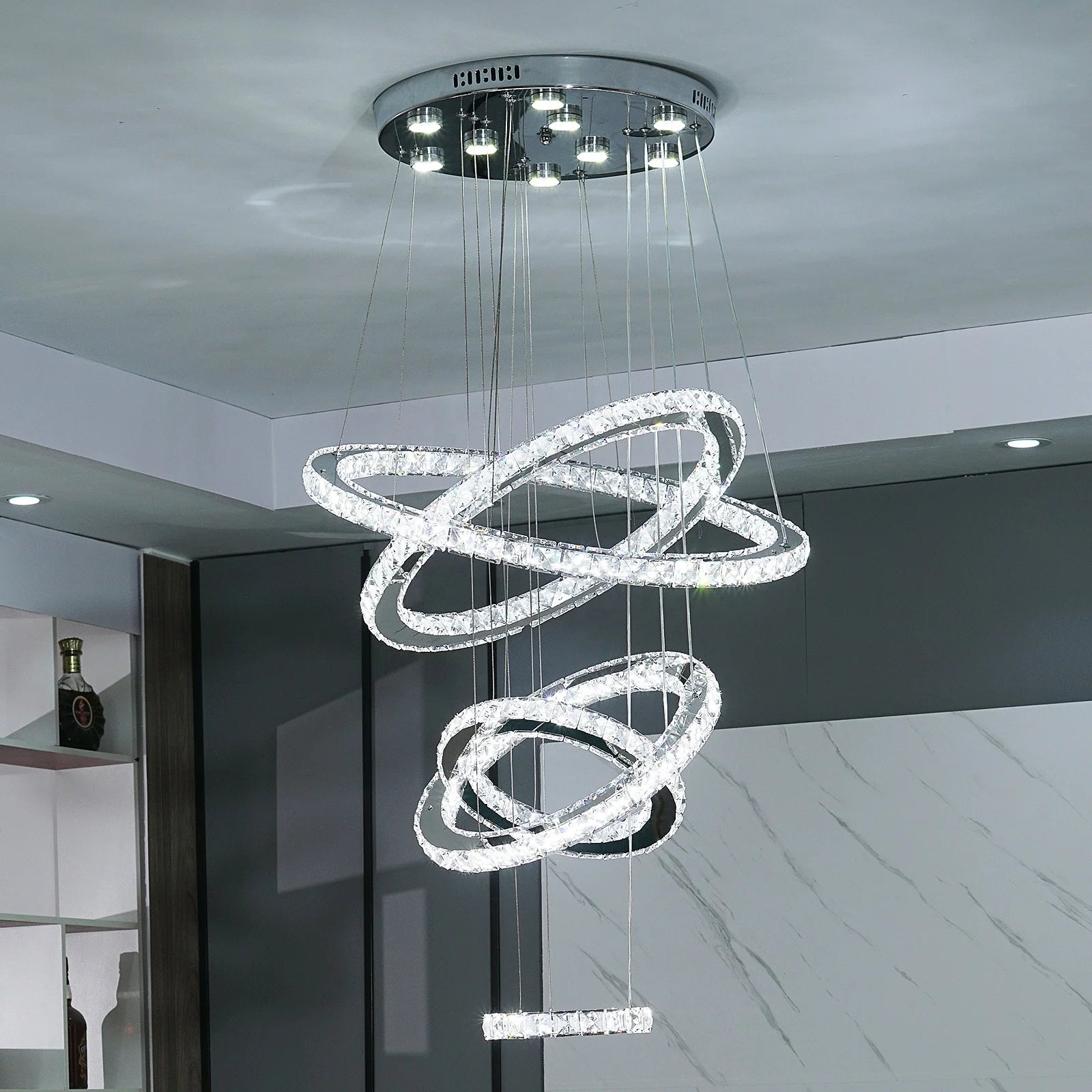 188W Modern Long Staircase Crystal Chandeliers For