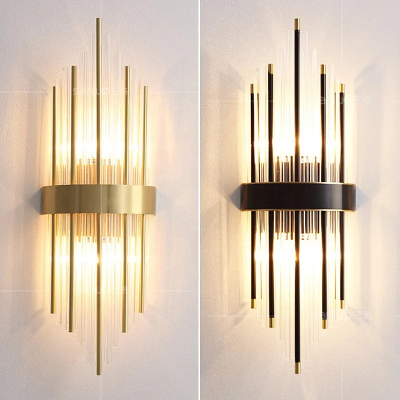 Modern LED Wall Light Gold Crystal Indoor Lighting Bedside Hallway E14