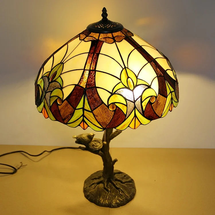 European style Stained Glass Tiffany bird table lamp