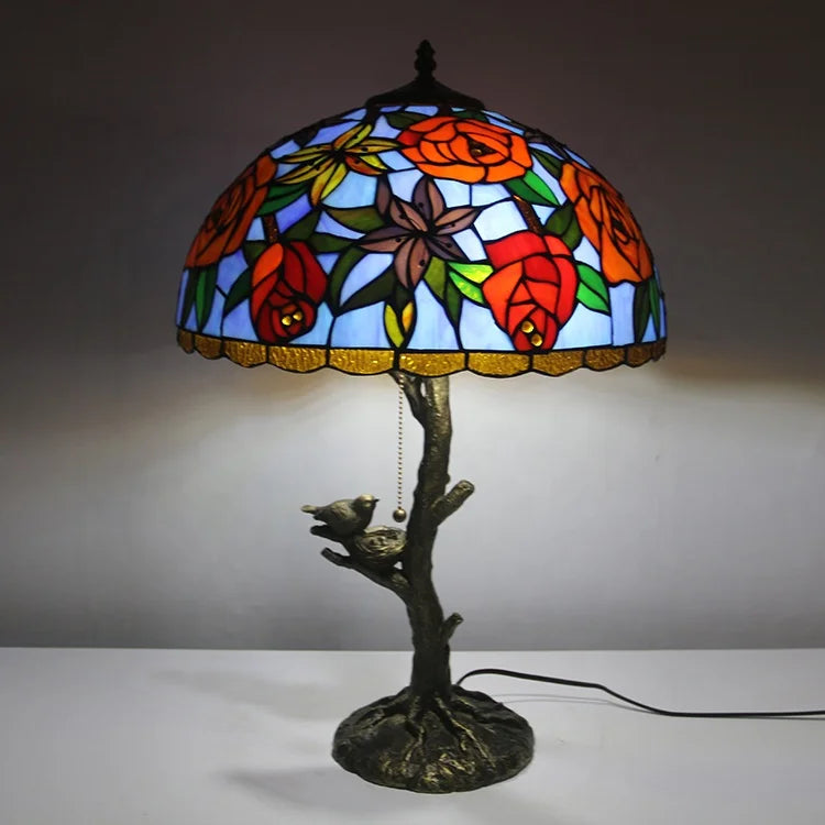 Tiffany Style Stained Glass Lampshade Desk Lamps Rose