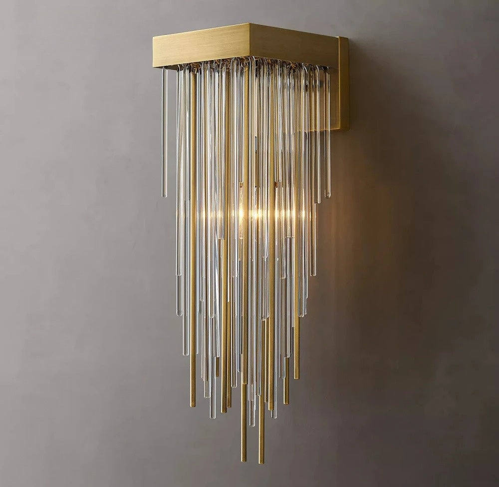 Cascada Sconce Modern Retro LED K9 Crystal Rod Metal Tassel Wall Lamps