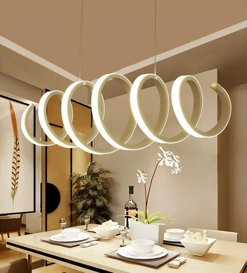 Modern LED Aluminum Pendant Light Wave Shape Chandelier Lighting for