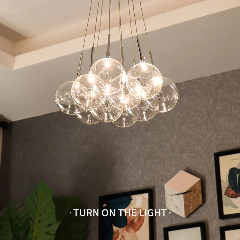 Modern Glass Bubble Chandelier Light LED Hanging Light Home Decor