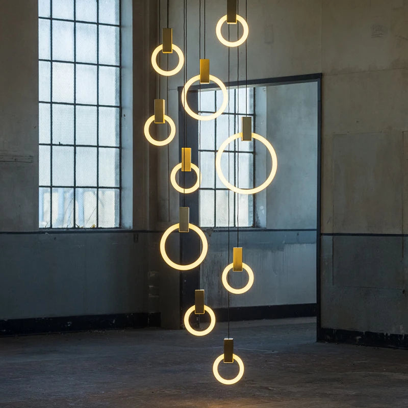 Modern Creative Round Ring Golden Acrylic Pendant Lamps Nordic