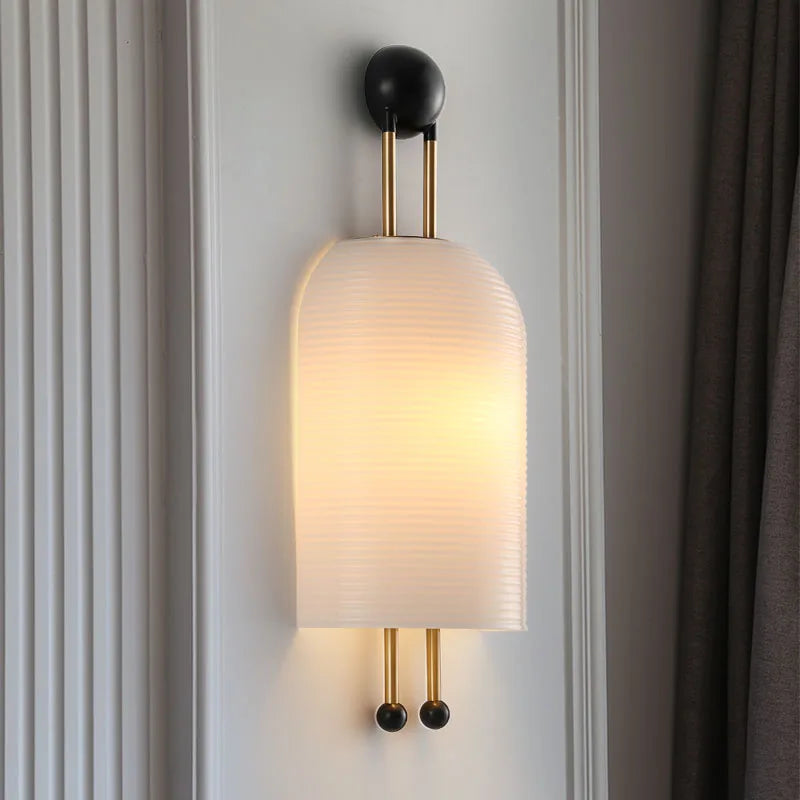 Lantern Sconce simple retro wall lamp glass white Nordic designer