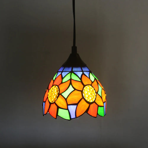 Tiffany Style Sunflower Pendant Lamp 6 Inches