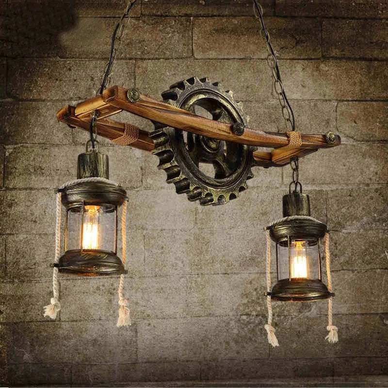 Art creative personality cafe restaurant bar solid wood art chandelier