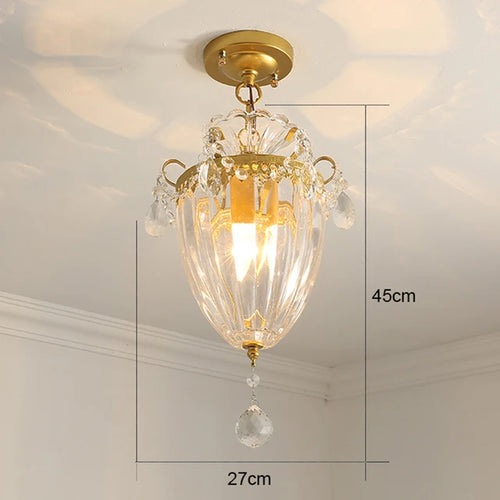 Modern Gold Crystal Small Round Ceiling Pendant Light Hanging Luxury