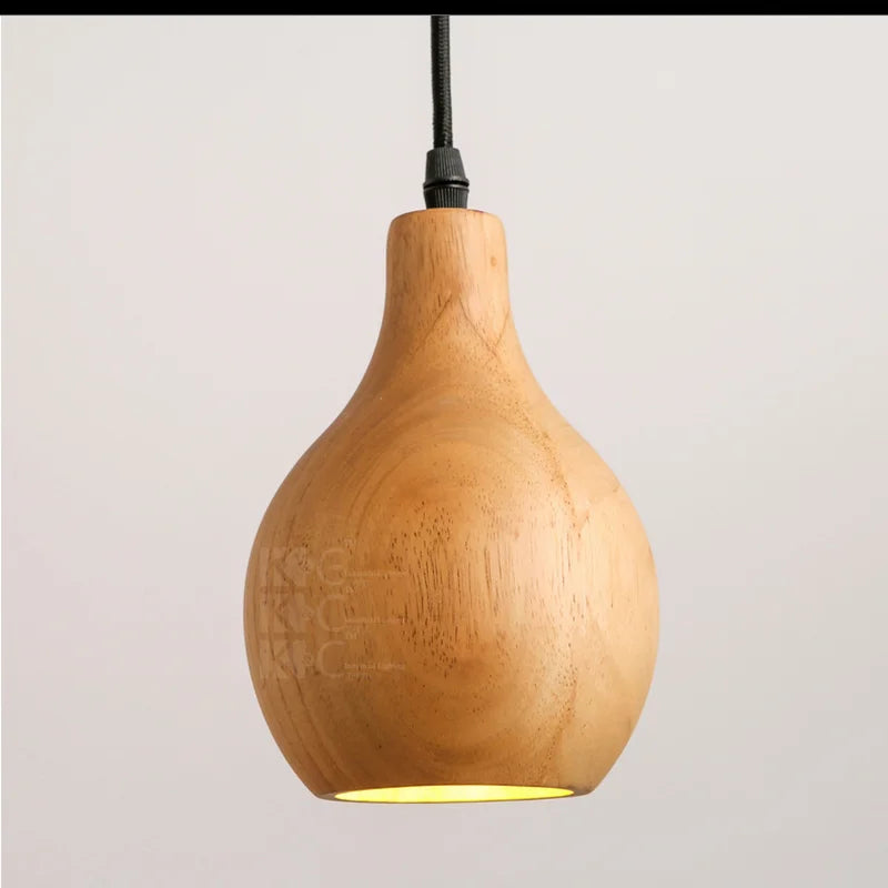 Rural personality Solid wood gourd Single head droplight Nordic