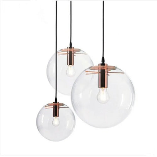 American Industrial Glass Ball Pendant Lights for Coffee Store Dining