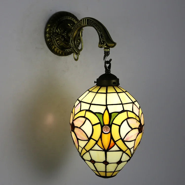 Retro Tiffany Wall Lamp Stained Glass Ball Lampshade