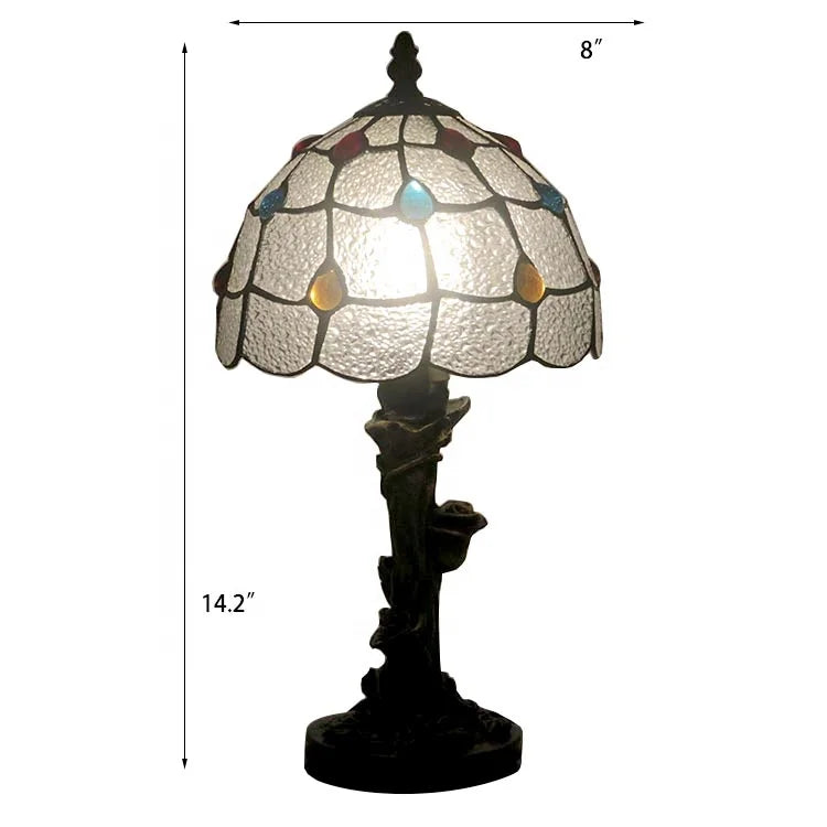 Tiffany Lamp 14 Inch Tall Stained Glass Crystal Style