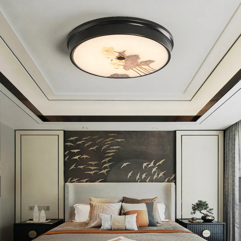 All copper ceiling lamp enamel modern bedroom study lamp Chinese style