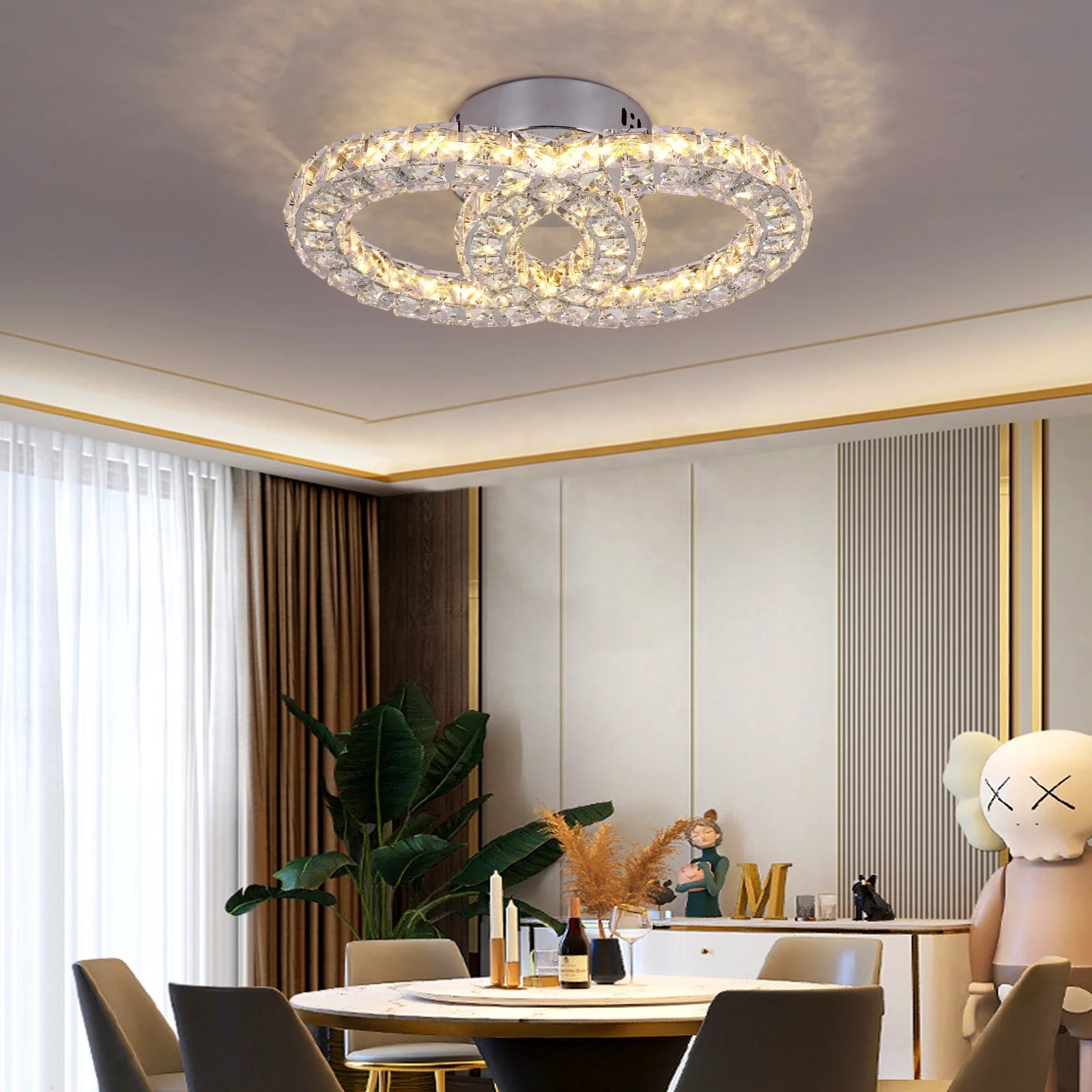 58W Warm White Changeable Light Modern LED Crystal Ceiling Lamp Lights