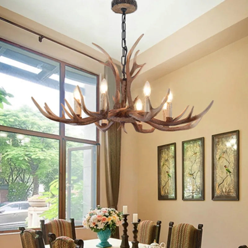 6/8/10 Head Modern Antlers Chandelier Light American Resin lamp Candle