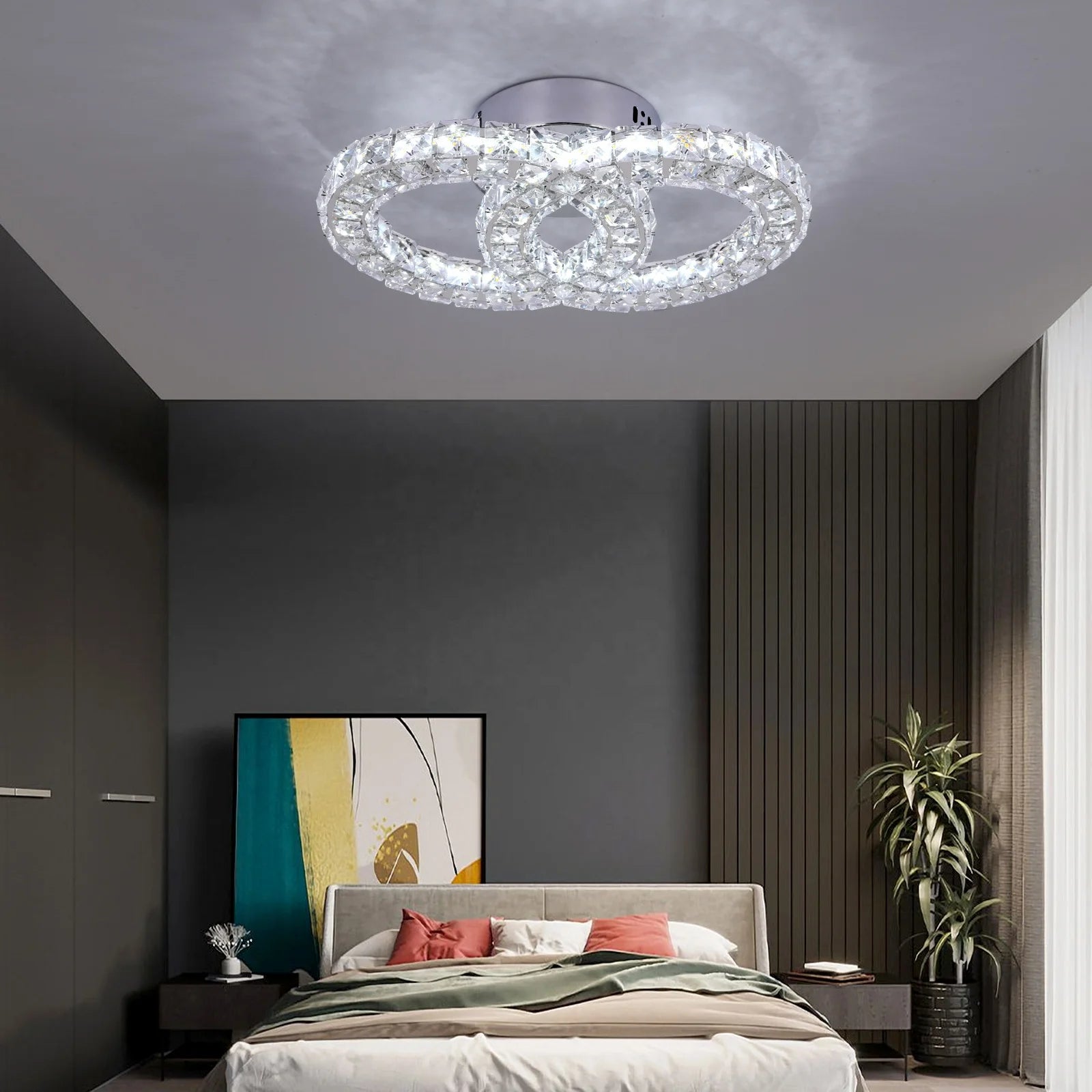 58W Warm White Changeable Light Modern LED Crystal Ceiling Lamp Lights