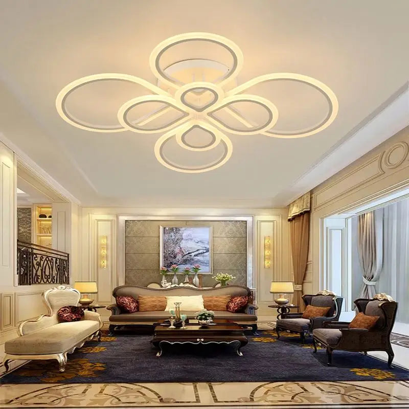 Modern simple luxury living room hotel villa ring LED lighting circle