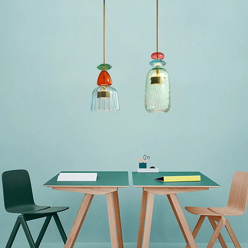 Nordic Colorful Glass Pendant Lights Home Decor Lighting Living Room