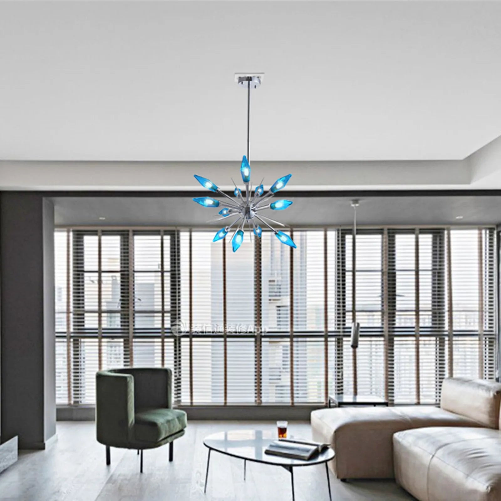 Blue Branch Chandeliers Modern Glass Ceiling Pendant Light Fixture for