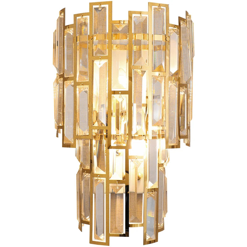 Luxury Gold Wall Lamp Modern Crystal Living Room Bedside Stainless