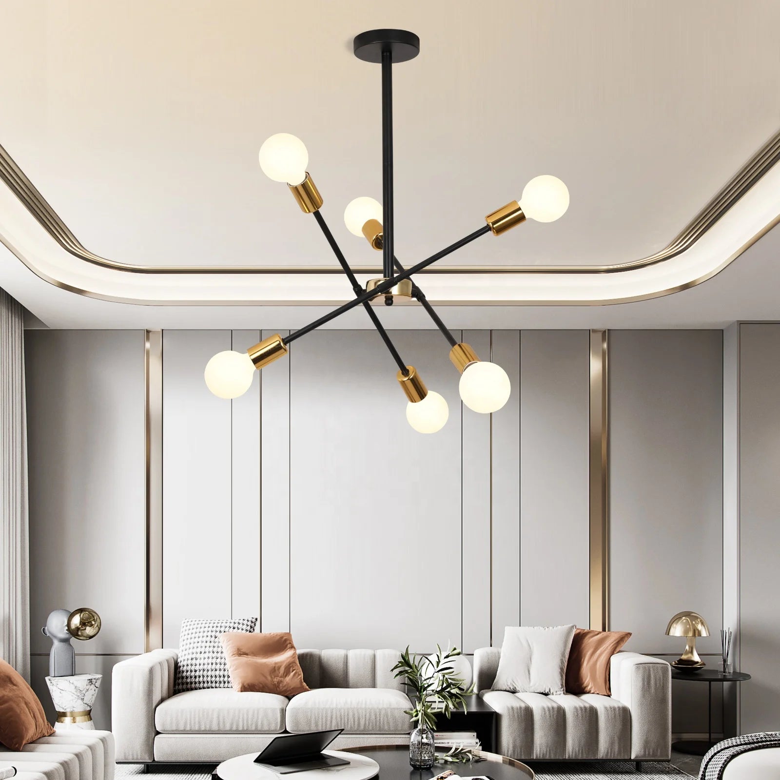 E27 Living Room Modern Asymmetrical Sputnik Ceiling