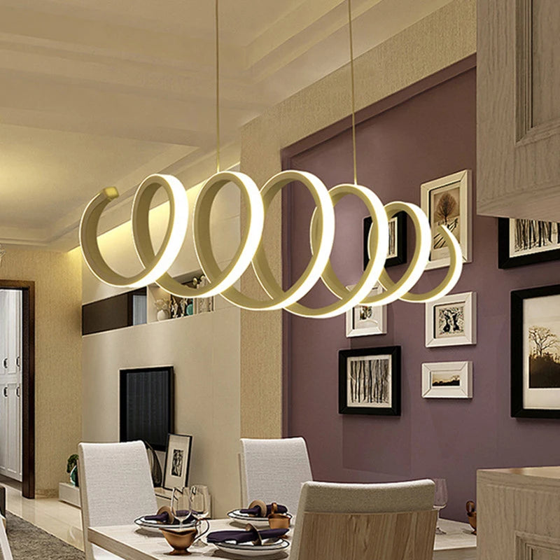 Modern LED Aluminum Pendant Light Wave Shape Chandelier Lighting for