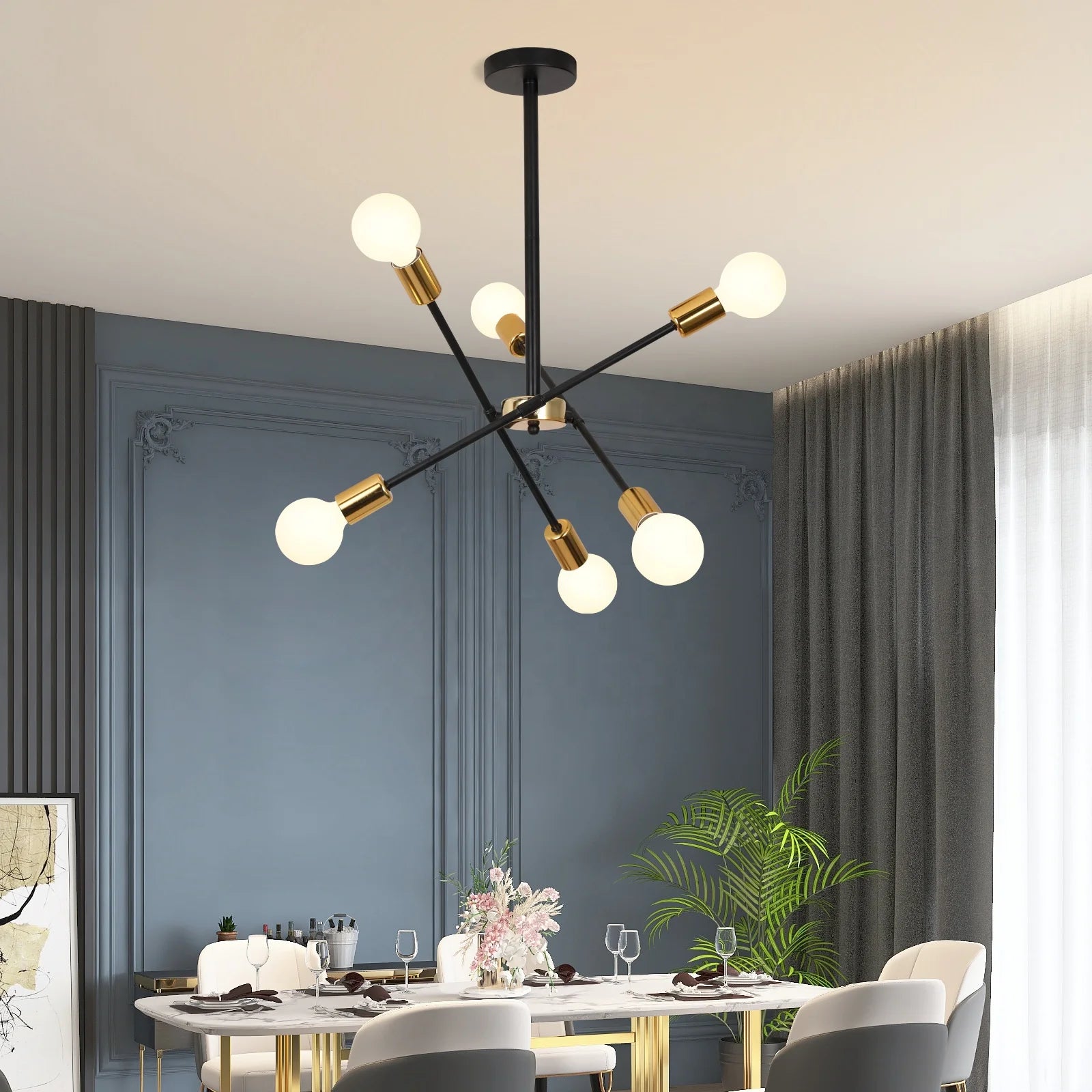 E27 Living Room Modern Asymmetrical Sputnik Ceiling