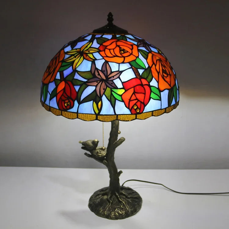 Tiffany Style Stained Glass Lampshade Desk Lamps Rose