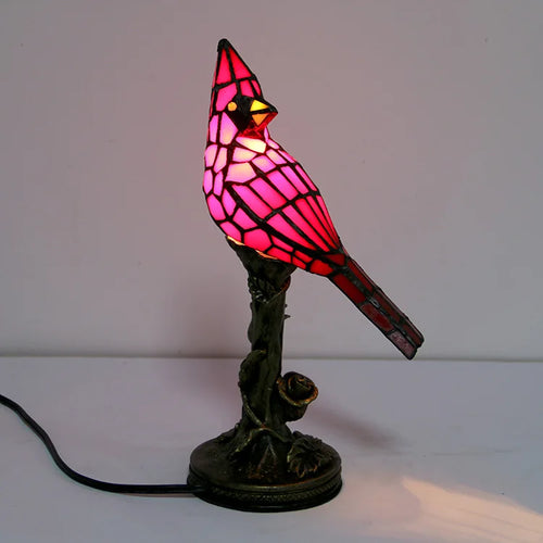 Small Vintage Tiffany Style Stained Glass Red Cardinal