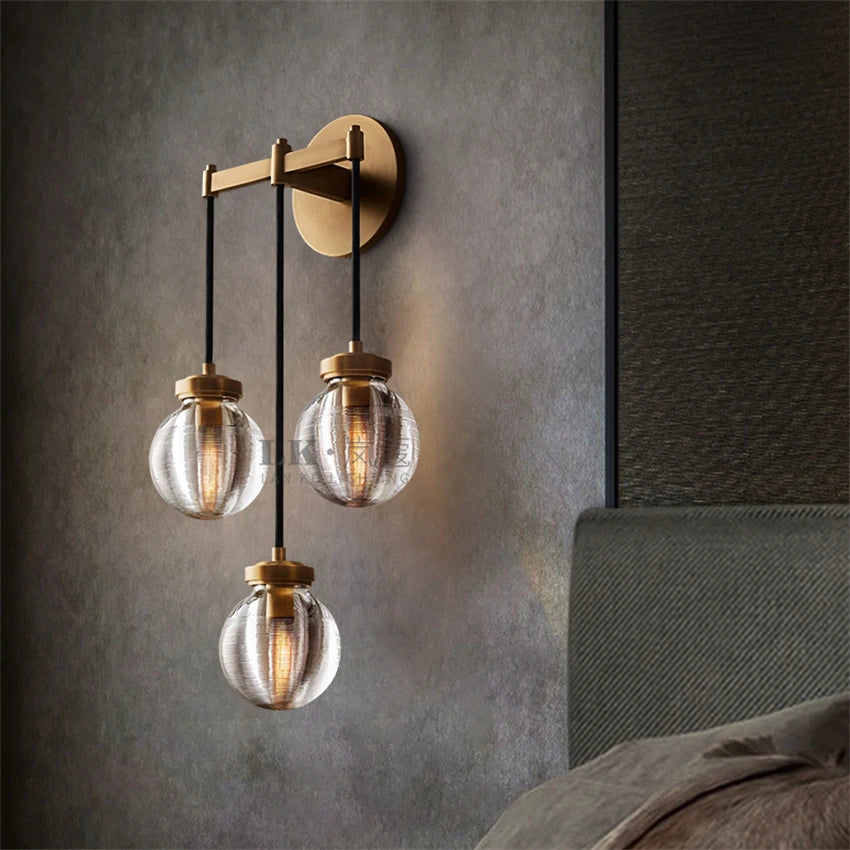 Full copper crystal wall lamps luxury Italian living room bedroom