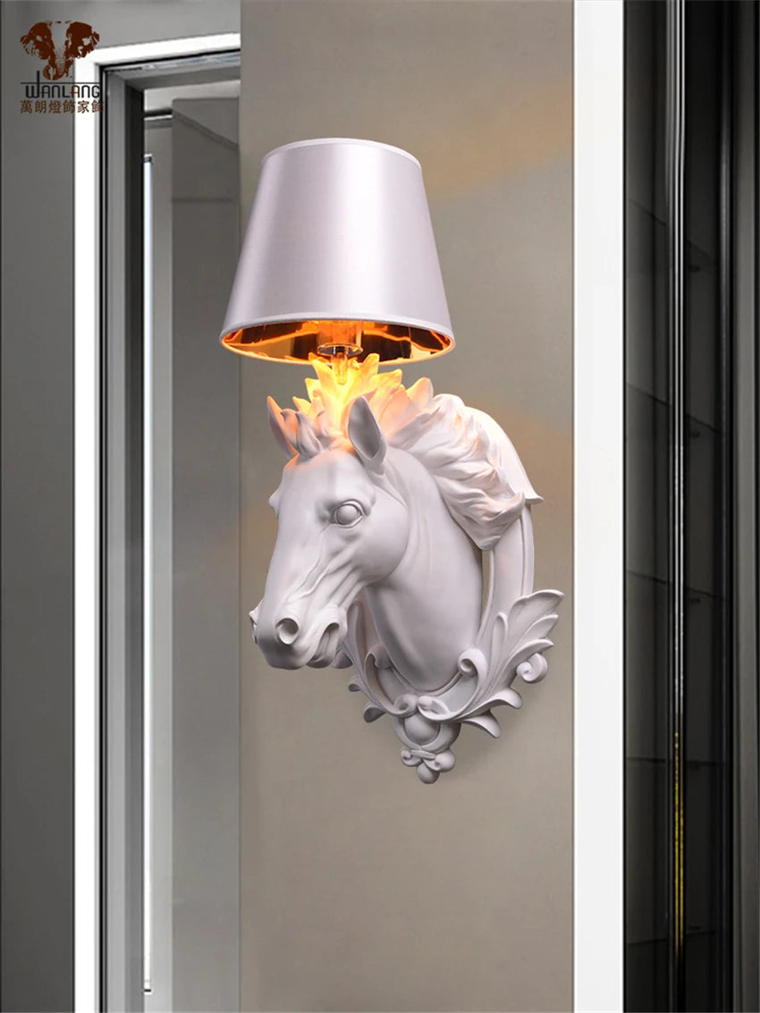 Novelty Animal Head Horse Head Wall Lamps Nordic European Resin