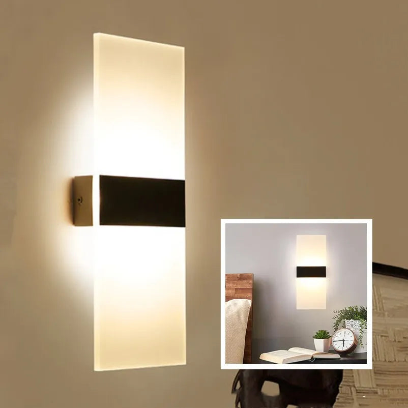Waterproof LED Wall Light Indoor Modern Living Room Square Acrylic