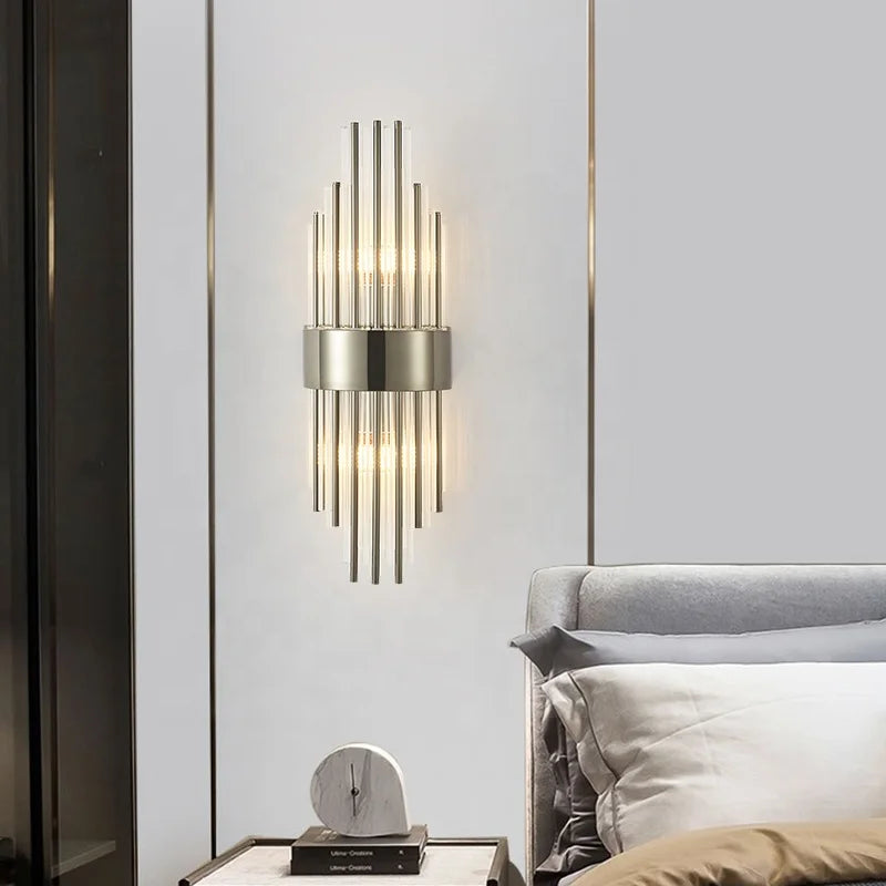 Modern LED Wall Light Gold Crystal Indoor Lighting Bedside Hallway E14