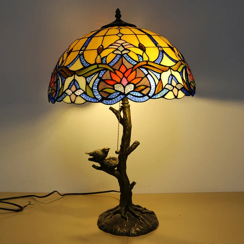 European style Stained Glass Tiffany bird table lamp