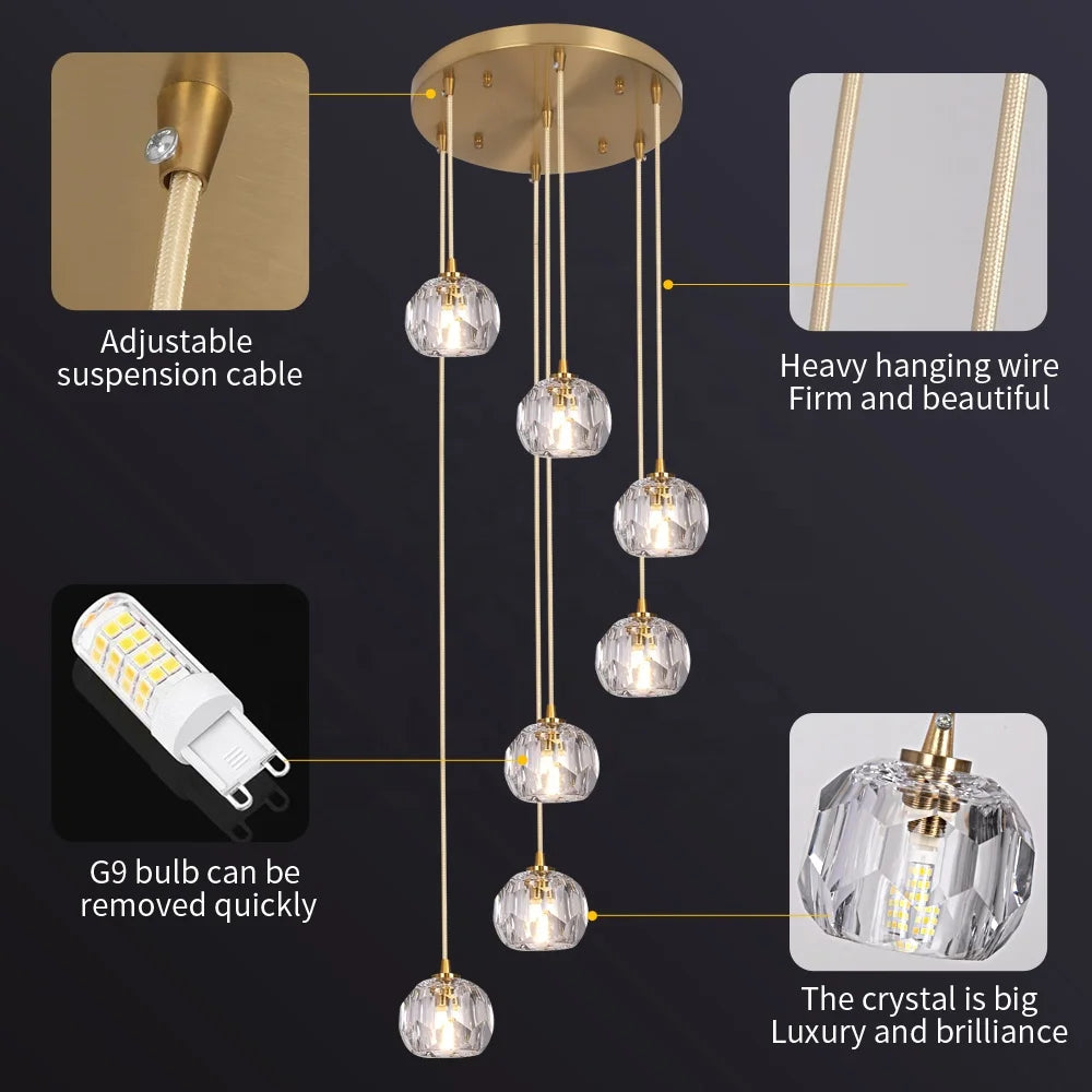 Head Cluster Chandelier Multiple LED Pendant Light