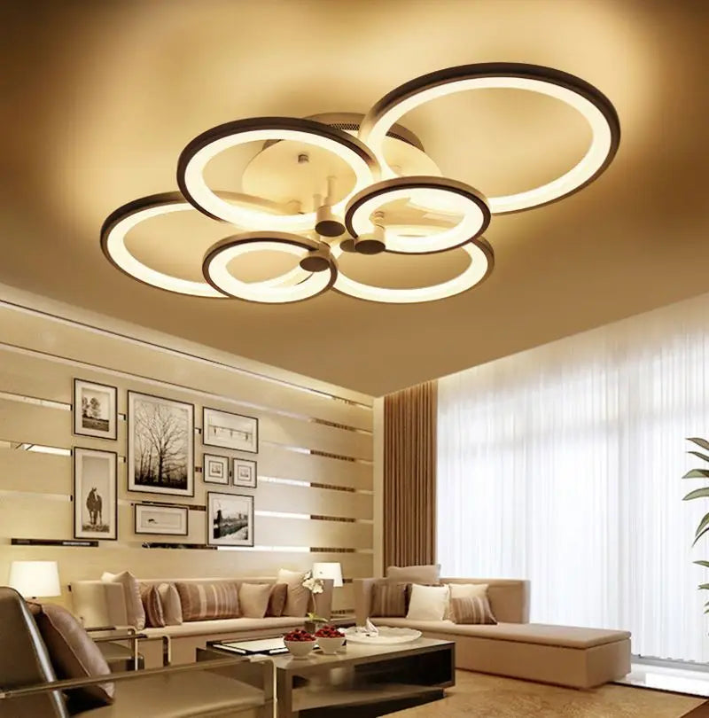 Modern simple luxury living room hotel villa ring LED lighting circle