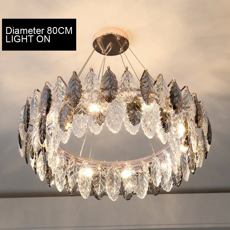 Leaf crystal LED chandelier light parlour dinning sitting room crystal