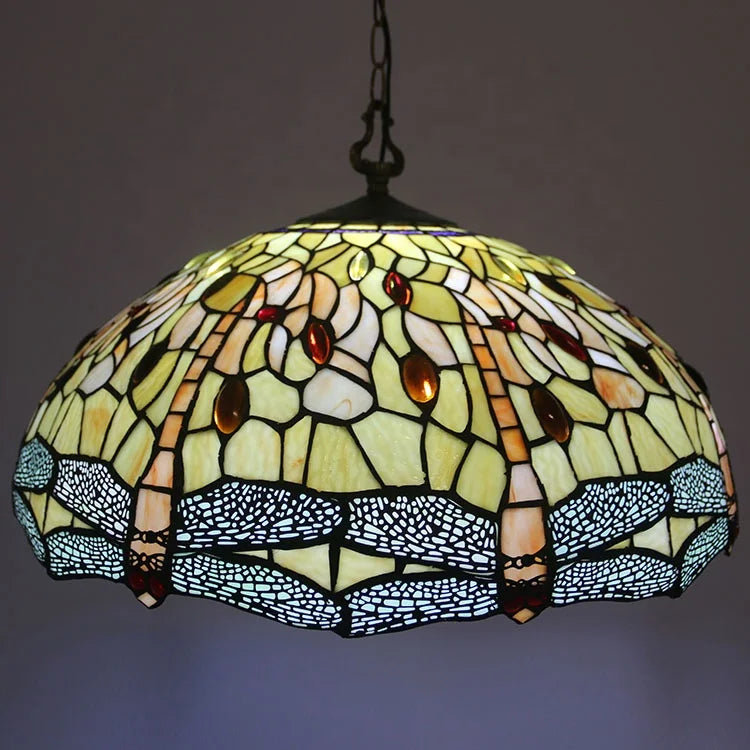 Tiffany-Style 3 Light Dragonfly Hanging Pendant Lamp with