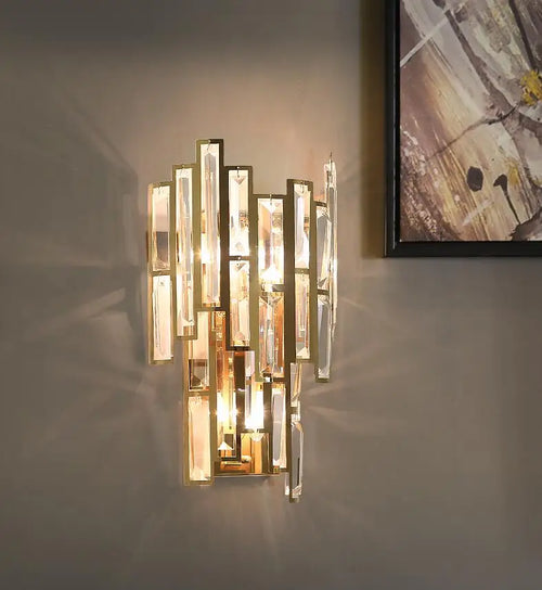 Luxury Gold Wall Lamp Modern Crystal Living Room Bedside Stainless