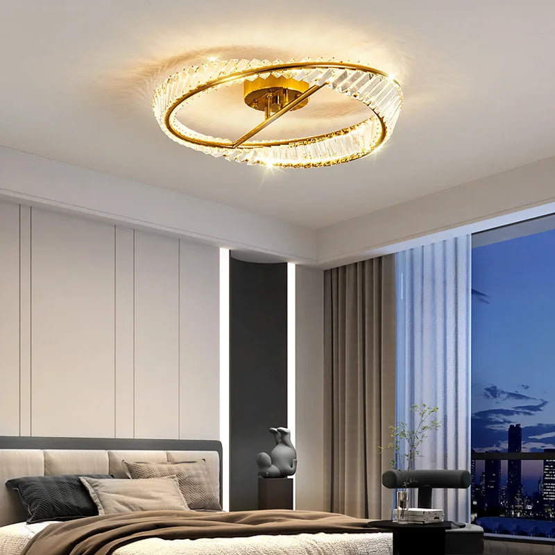 LED Gold Crystal Ceiling Light Luxury Dining Room Stainless Steel DIY