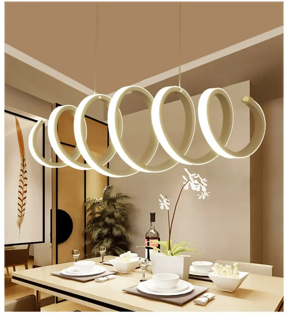 Modern LED Aluminum Pendant Light Wave Shape Chandelier Lighting for