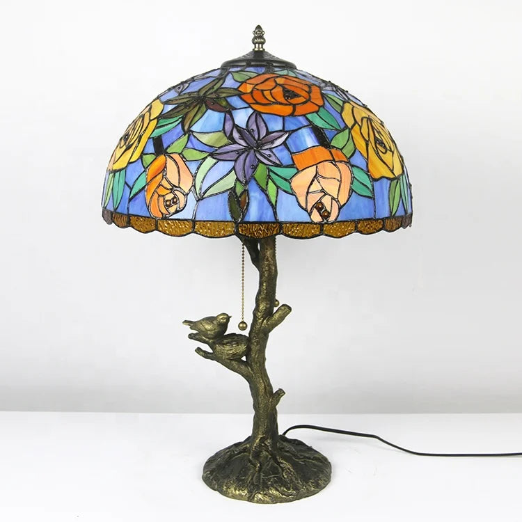 Tiffany Style Stained Glass Lampshade Desk Lamps Rose