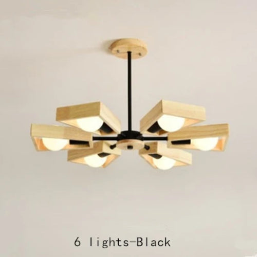 3/5/6/8 Lights E27 Windmill Wooden Chandelier Lighting For Living Room