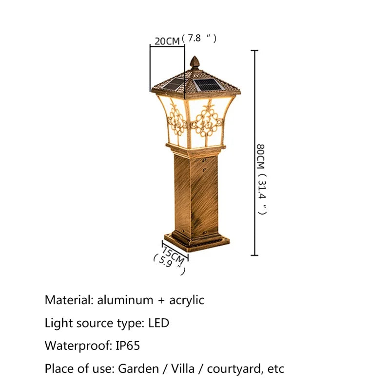 Outdoor Solar Lawn Lights Retro Garden Lamp LED Waterproof
