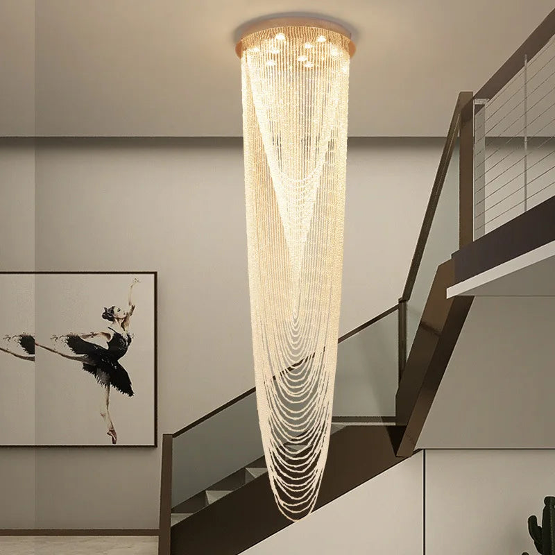 Gorgeous Stair Lamp Crystal Chandelier Round Pedant Lamp For  Villa