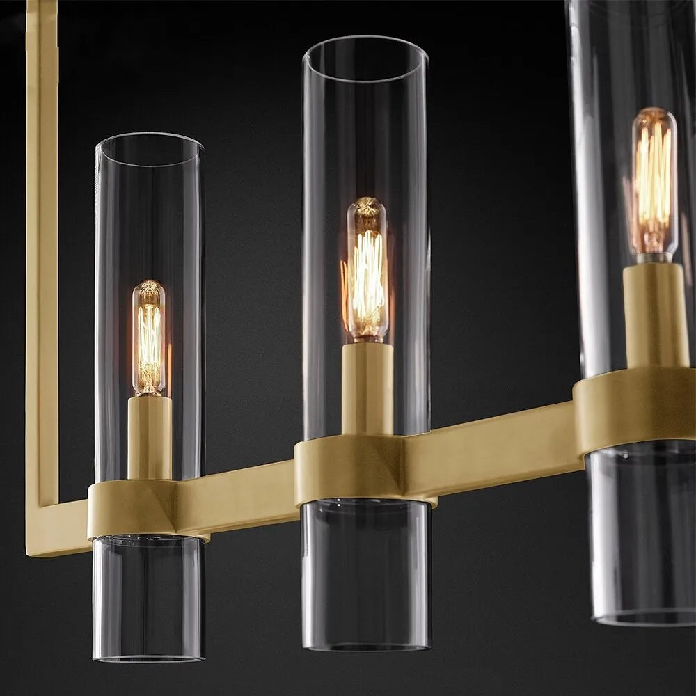 Retro LED Pendant Lights Modern Linear Stainless Steel Crystal Gold