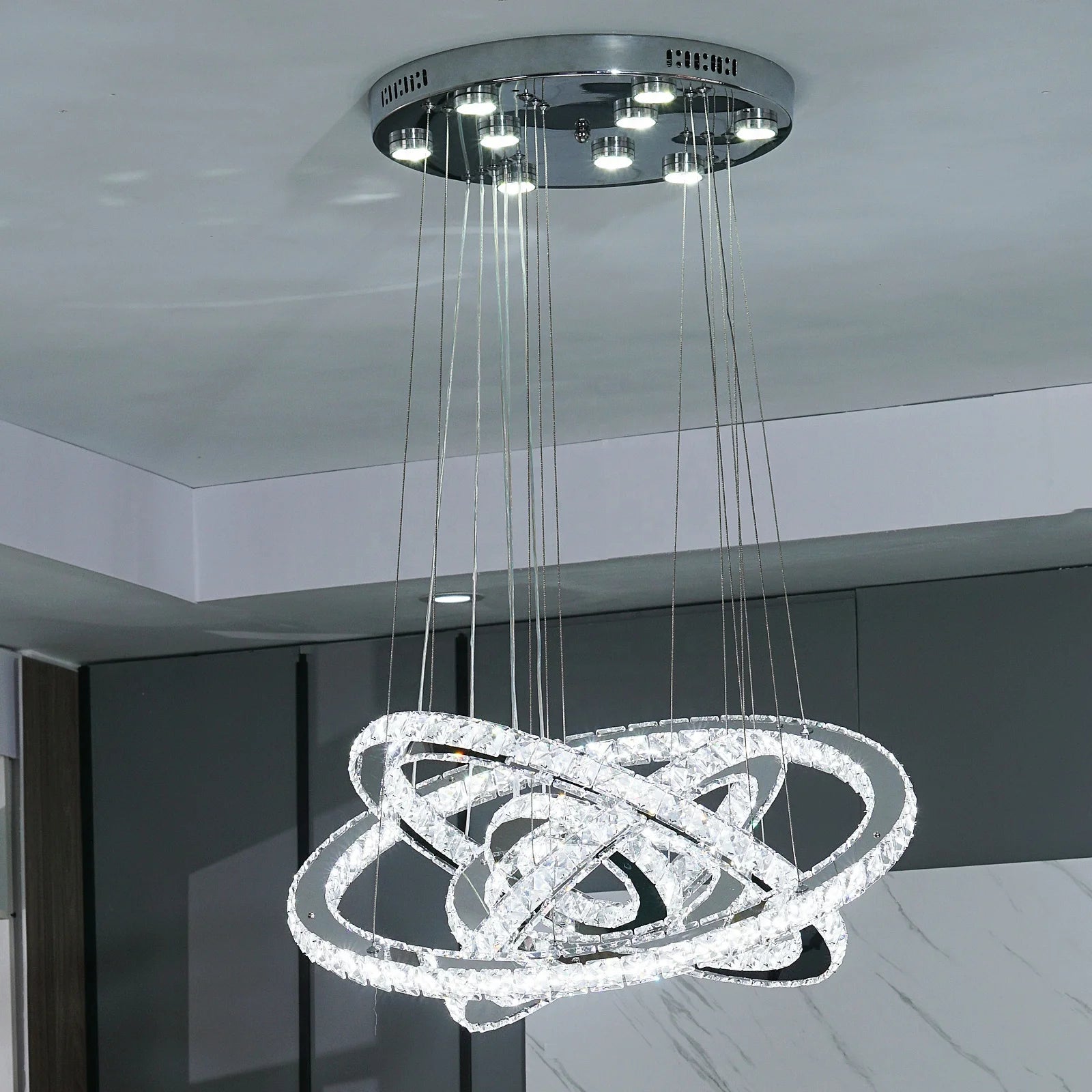 Changeable Luxury Modern Staircase High Ceiling Crystal Chandelier For