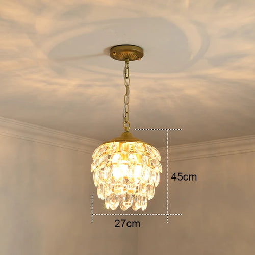 Modern Gold Crystal Small Round Ceiling Pendant Light Hanging Luxury