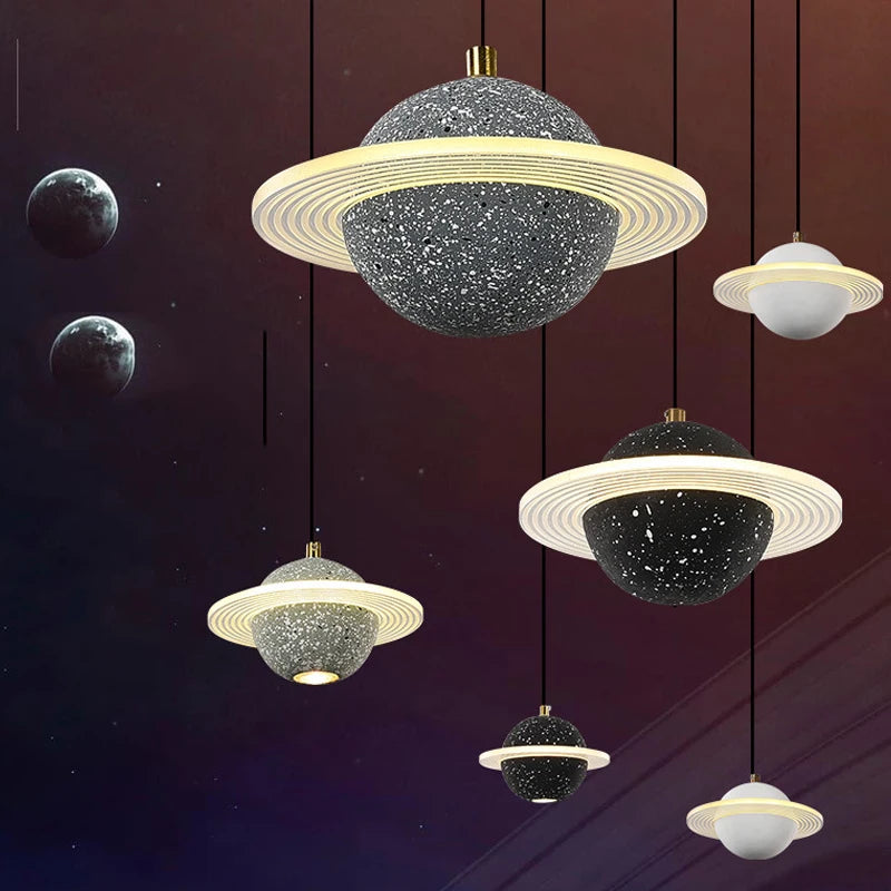 Resin Planet Pendant Lights for Living Dining Room Restaurant